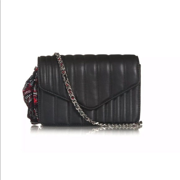 black quilted crossbody bag with chain